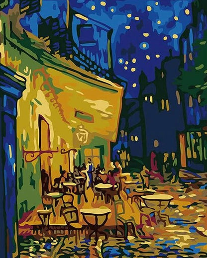 Kaféterrasse om natten av Vincent van Gogh