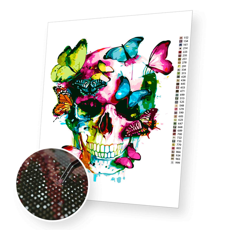 Skull And Butterflies premium diamond painting kit for adults