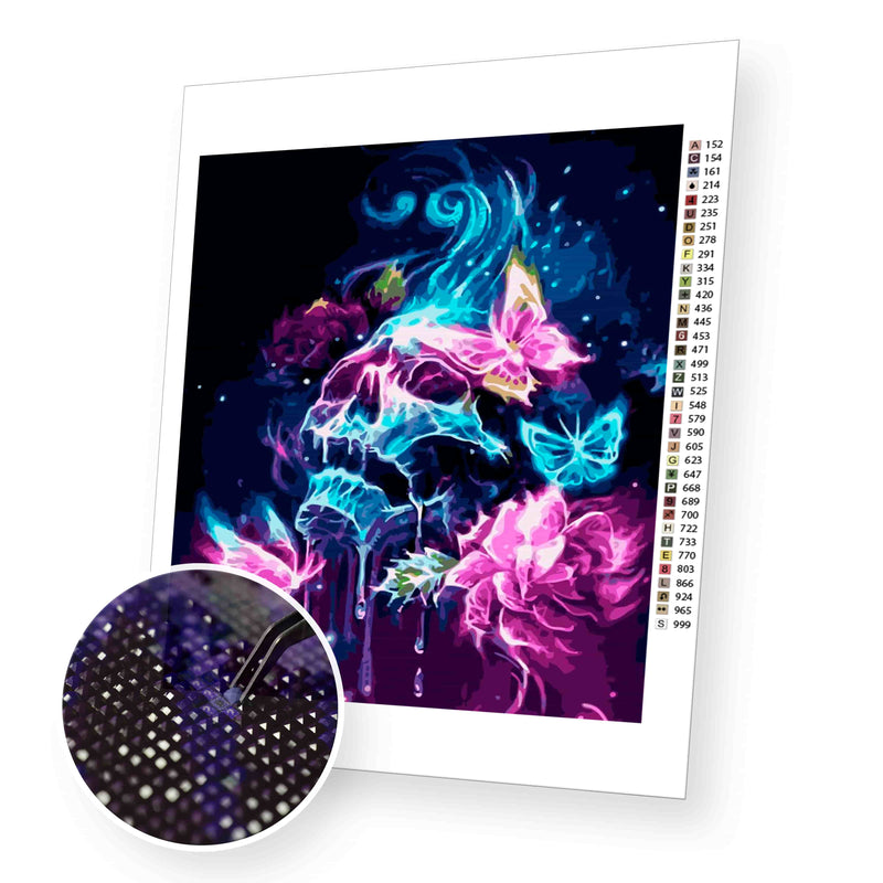 Neon Skull premium diamond painting kit for adults