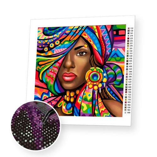 Black Woman premium diamond painting kit for adults