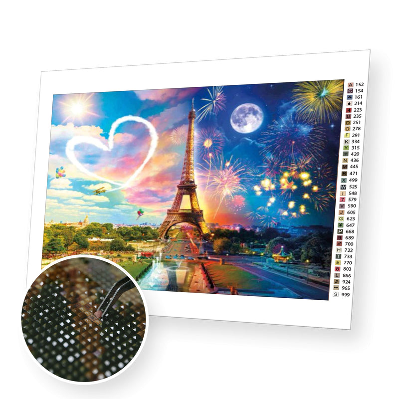 Fireworks in Paris premium diamond painting kit for adults